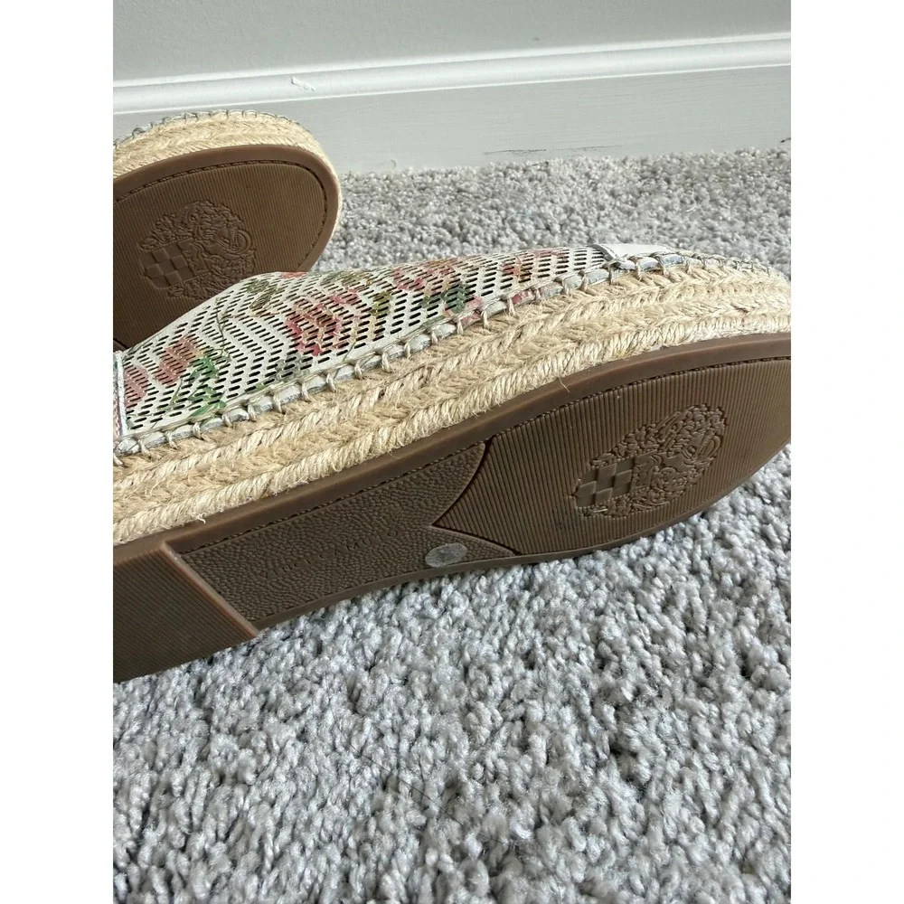 Vince Camuto Floral Perforated Leather Espadrille Platform Sneakers White 7.5